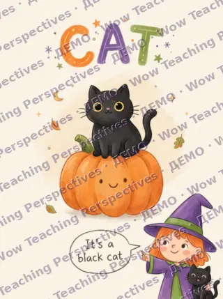 Картка Halloween Words: cat