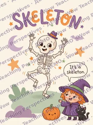 Картка Halloween Words: skeleton