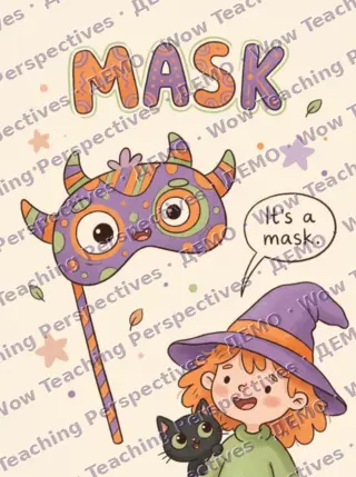 Картка Halloween Words: mask