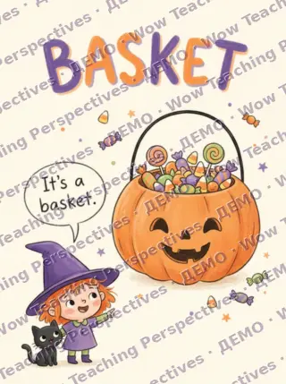 Картка Halloween Words: basket